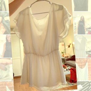 White peasant blouse top v-back